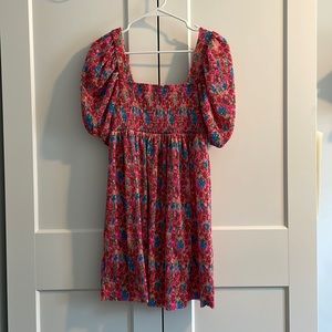 Pleated Multicolored Floral Printed Mini Dress, Ruffle Sleeves, Zara - Medium